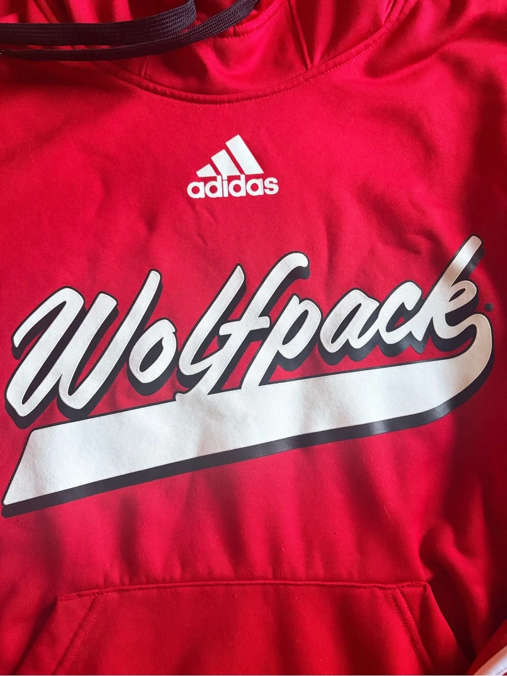 adidas Red NC State Football Team Issued Hoodie